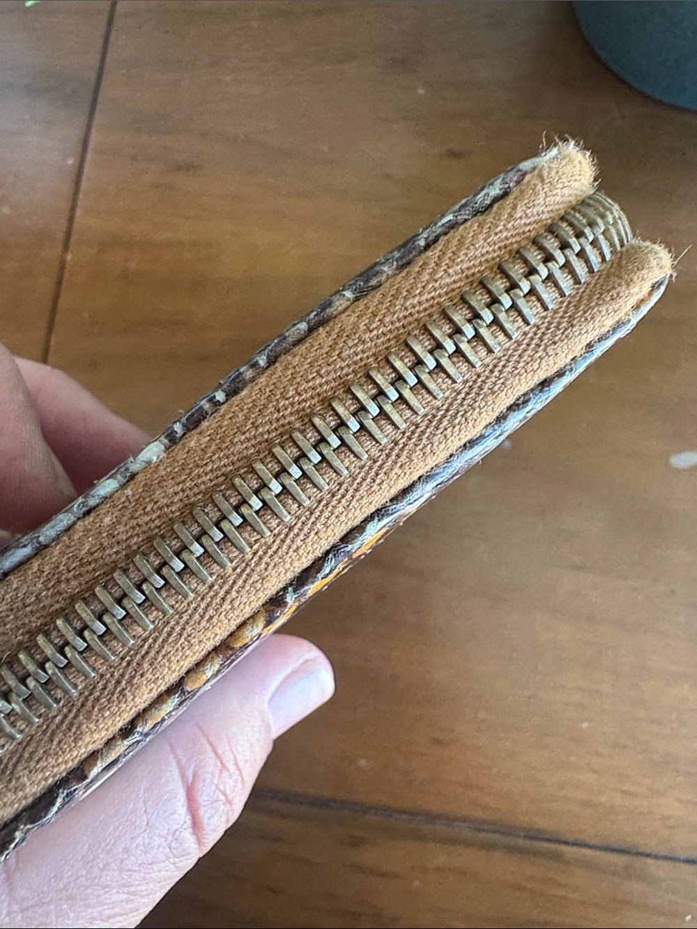 Dooney & Bourke Blue, Brown & Cream Snake-Print Zip Wallet - Picture 5 of 9
